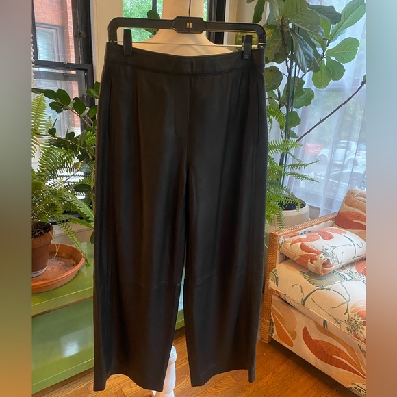Kobi Halperin Black Leather Straight Leg Crop Pants NWT - Picture 2 of 10